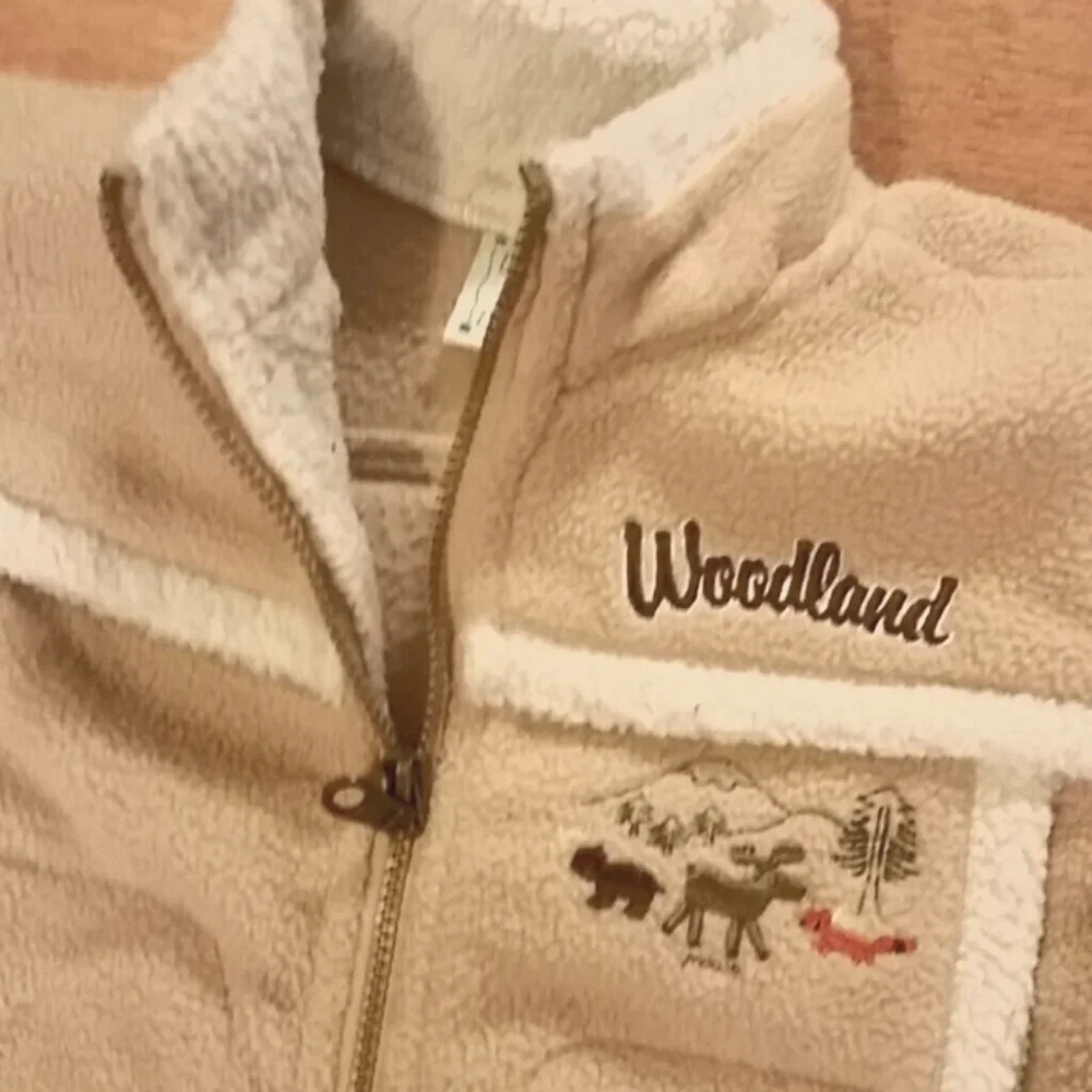 Little By‎ Little Boys Woodland Fleece Tan Jacket with Carpenter Jeans 12M
